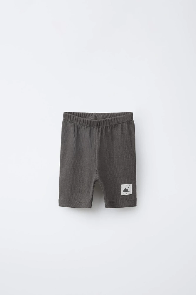 LABEL DETAIL RIBBED BIKE SHORTS