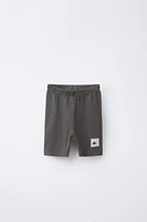 LABEL DETAIL RIBBED BIKE SHORTS