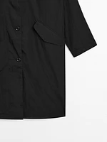 Flowing water-repellent fabric trench coat