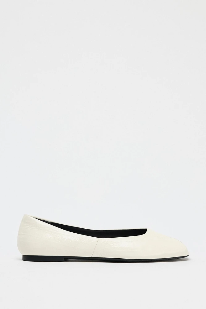 LEATHER OPEN TOE BALLET FLATS