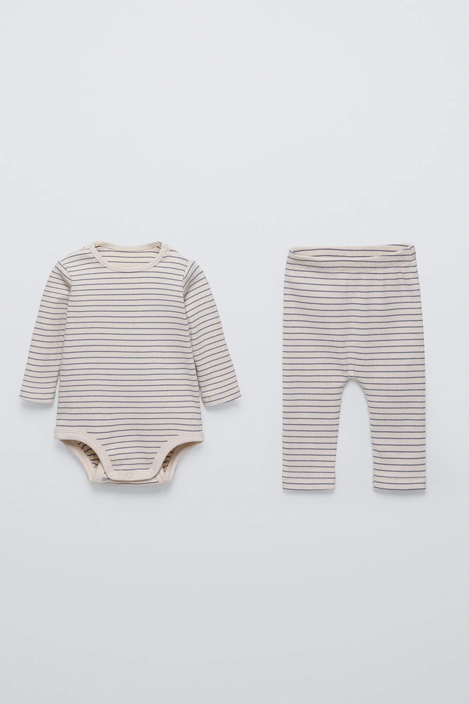 STRIPED BODYSUIT AND LEGGINGS PACK