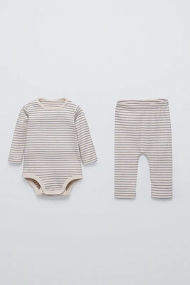 STRIPED BODYSUIT AND LEGGINGS PACK