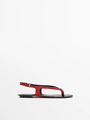 Split suede flat sandals