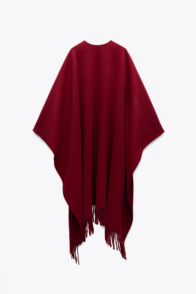 FRINGED WOOL BLEND CAPE ZW COLLECTION