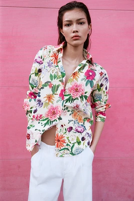 FLORAL PRINT POPLIN SHIRT