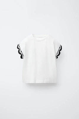 CROCHET SLEEVE T-SHIRT