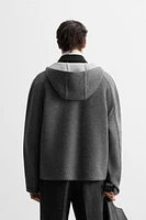 CONTRAST HOOD POUCH POCKET JACKET