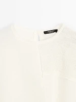 Flowing linen blend embroidered cape
