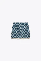 BEADED PRINTED SKORT