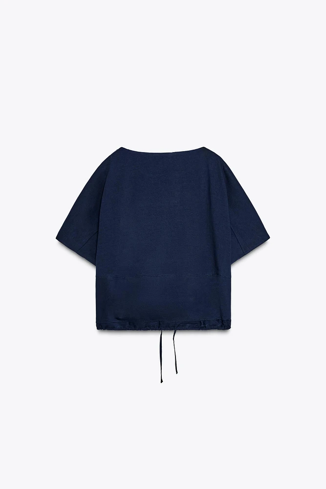 GATHERED COTTON T-SHIRT