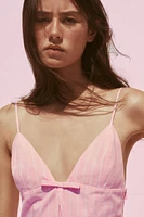 SHORT STRIPED BOW DRESS