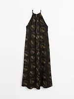 Ramie blend long print dress
