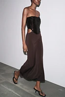 SEQUIN CUT-OUT COMBINATION DRESS