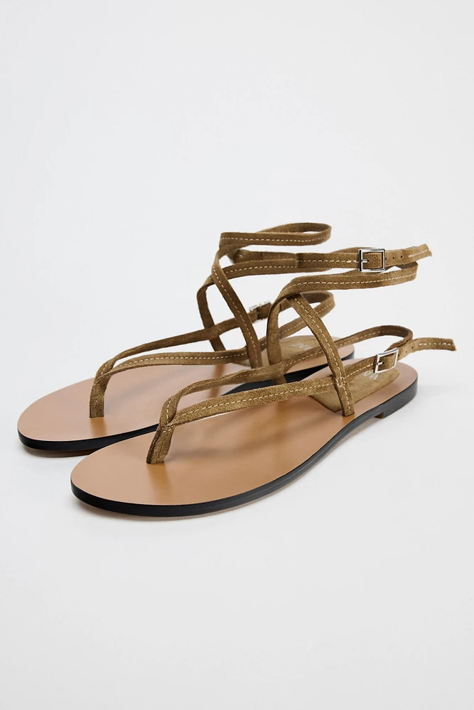 FLAT SUEDE SANDALS