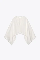 ASYMMETRIC LINEN KIMONO CAPE