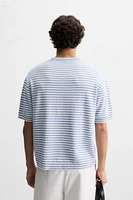 STRIPED TEXTURED KNIT T-SHIRT