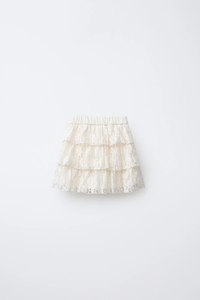 LACE RUFFLED SKIRT