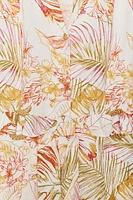 PRINTED LINEN MIDI DRESS
