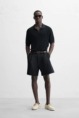 OPEN TEXTURED KNIT POLO SHIRT
