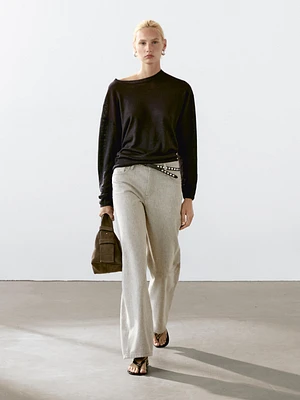 Jean wide leg taille moyenne