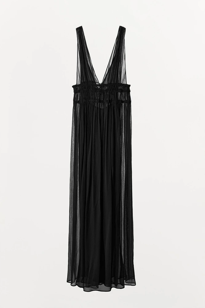 GEORGETTE DRESS WITH ELASTICATED RUCHING
