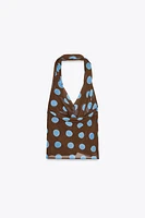 TOP HALTER À POIS ET FOULARD