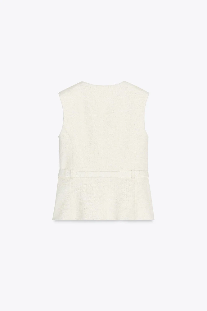 TEXTURED BELTED VEST