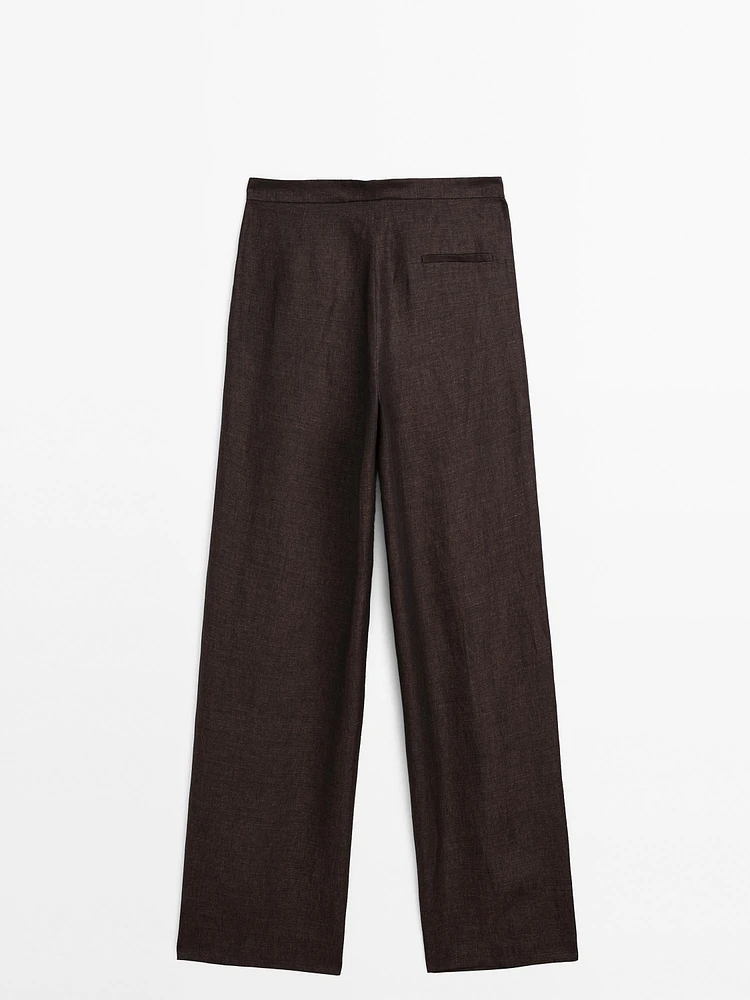 Pantalon à pince en lin chiné - Limited Edition