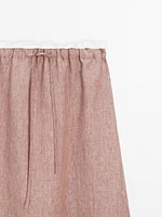Jupe midi élastique 100 % lin