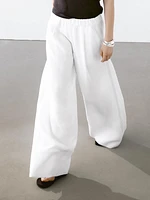 Pantalon large avec surpiqûres contrastantes