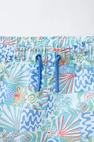 6-14 YEARS/ PALM TREE PRINT SWIM SHORTS