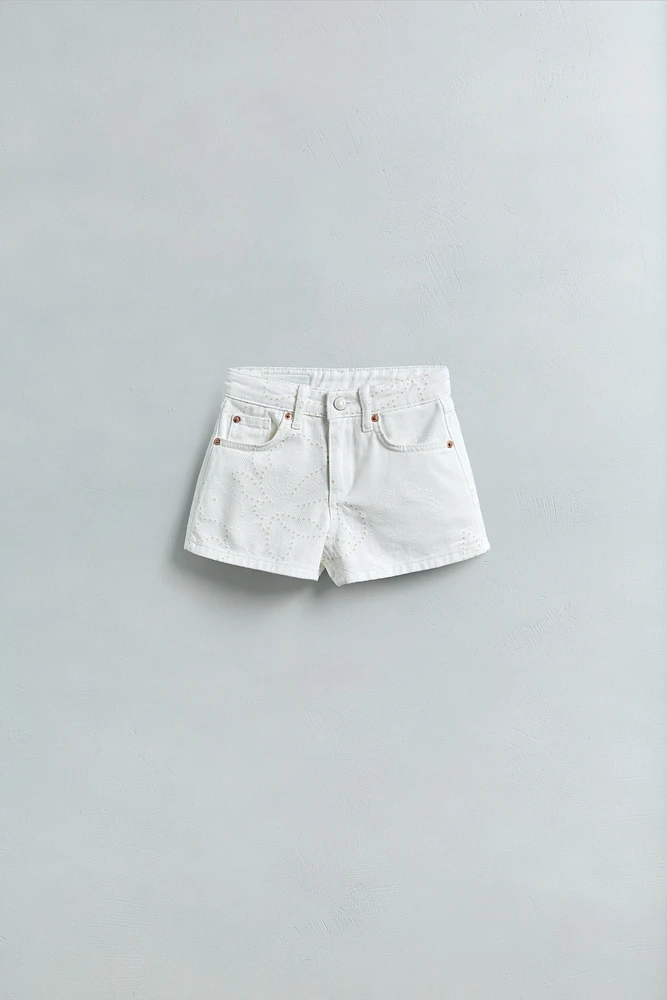 FLORAL DENIM SHORTS