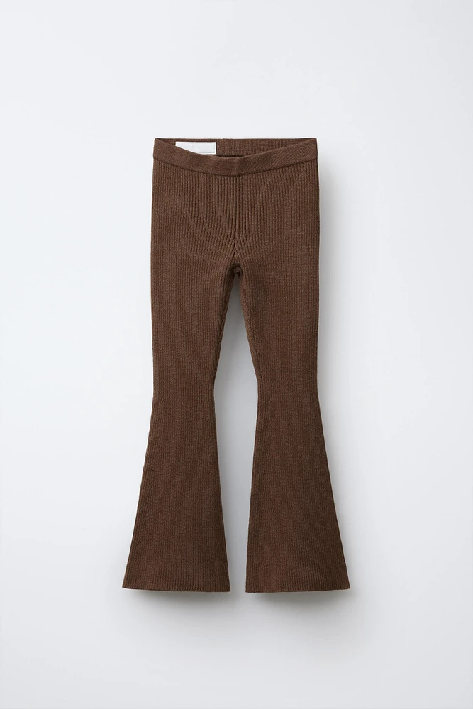 FLARED RIBBED PANTS