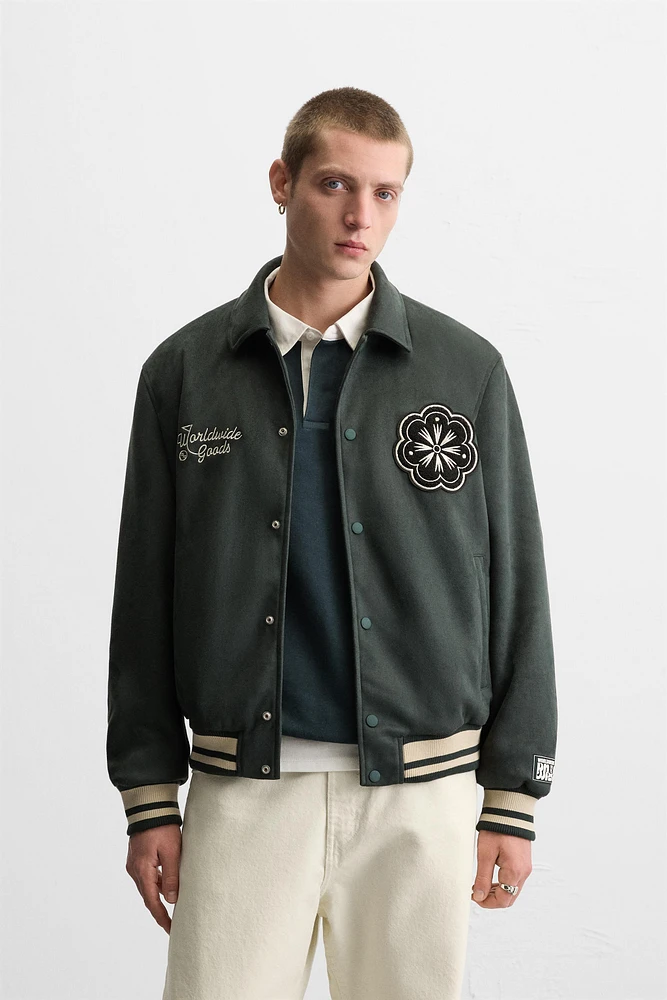 FAUX SUEDE PATCH JACKET