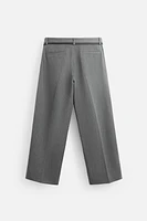 BELTED PLEATED PANTS