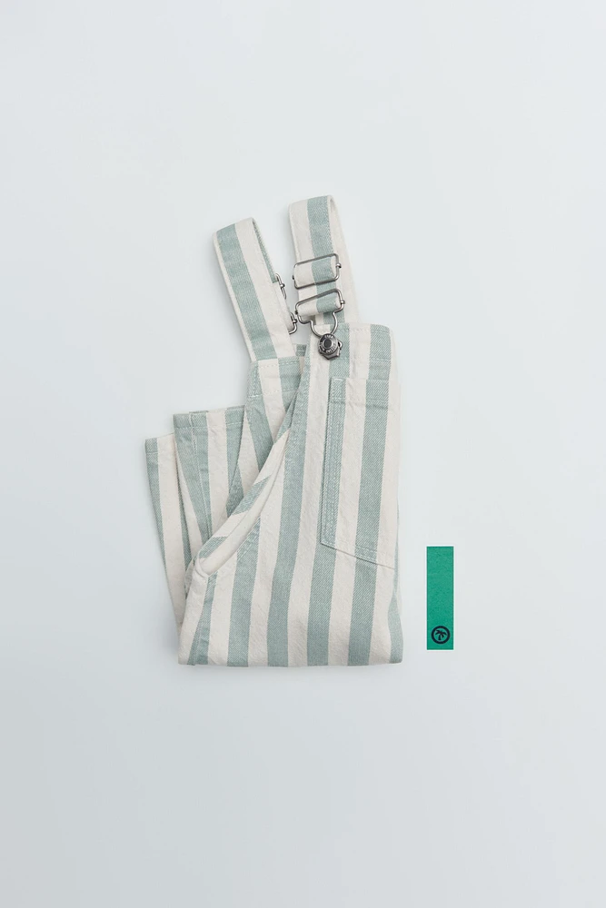 STRIPED TWILL OVERALL SHORTS