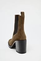 HIGH HEELED PULL TAB CHELSEA ANKLE BOOTS