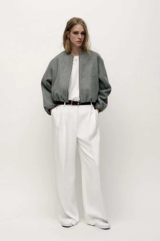 BLOUSON BOMBER DOUX À FINITIONS ÉLASTIQUES