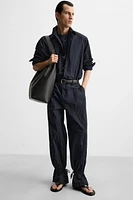 PANTALON EN COTON À EFFET PLISSÉ