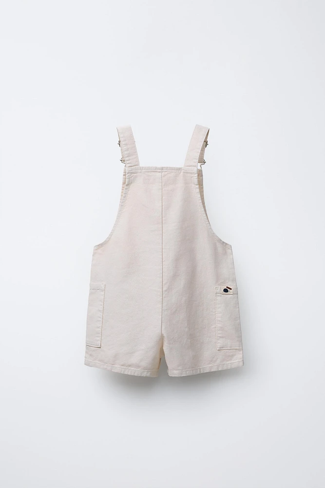 LINEN AND COTTON OVERALL SHORTS