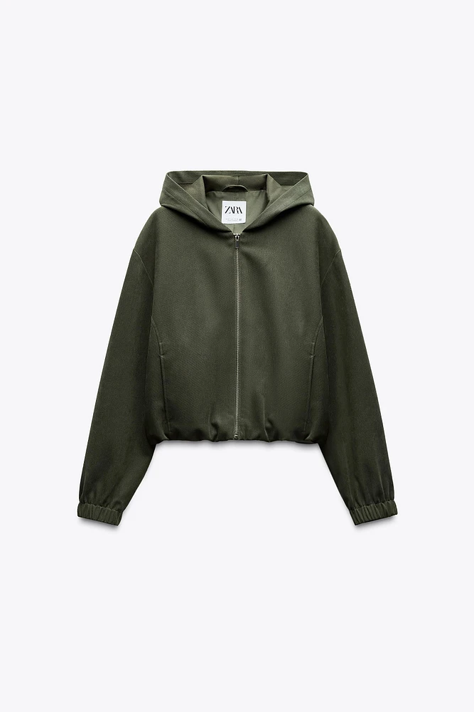 TEXTURE HOODIE BOMBER JACKET