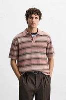 STRIPED WASHED KNIT POLO