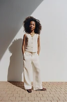 100% LINEN WIDE LEG PANTS