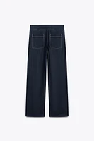 PANTALON DROIT SURPIQÛRES AVEC LIN