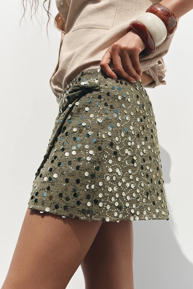 KNOTTED SEQUIN SKORT