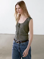 Linen knit corset top