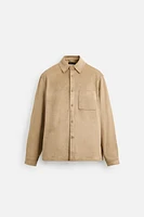 LIGHTWEIGHT FAUX SUEDE OVERSHIRT