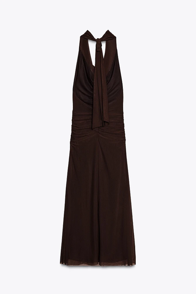 ROBE TULLE HALTER DRAPÉE