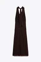 ROBE TULLE HALTER DRAPÉE