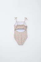 6-14 YEARS/ FLORAL HONEYCOMB SWIMSUIT